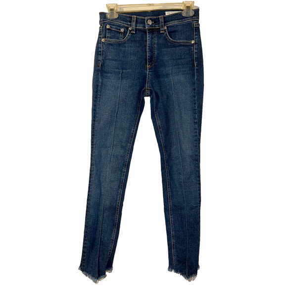 rag & bone Denim - RAG & BONE Jeans Women's Size 25 Blue MANSON High Rise Ankle Raw Hem Skinny Jean